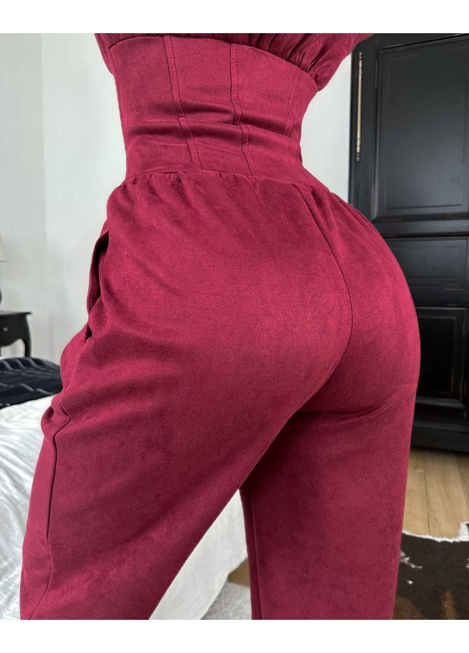 Комбинезон женский с имитацией корсета. MonCher комбинезон-брюки бордовый повседневный искусственная замша
