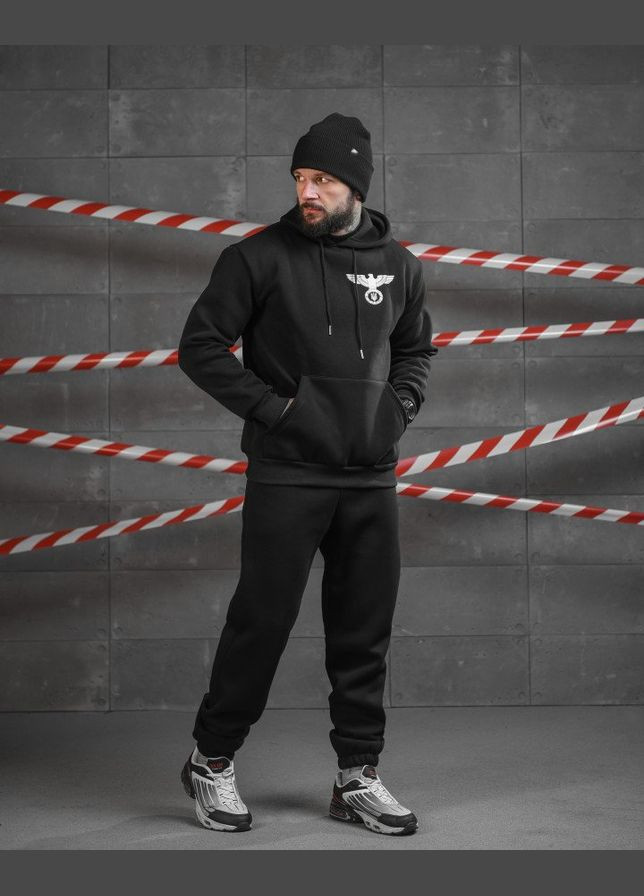 Чоловічий зимовий спортивний костюм на флісі з чорним принтом Орла No Brand (313236748)