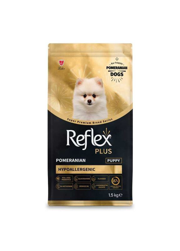 Pomeranian Hypoallergenic Puppy - Сухий корм з куркою для цуценят породи померанський шпіц - 1,5 кг Reflex Plus (327999916)