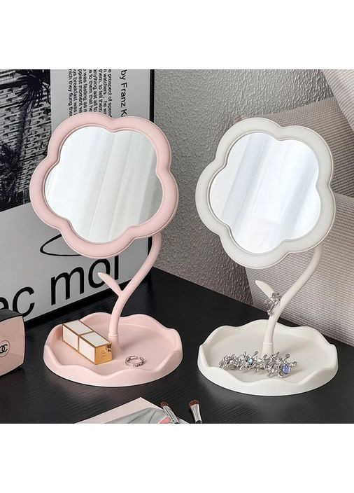 Косметичне дзеркало для макіяжу, дзеркало на ніжці у формі квіточки, висотою 20 см, рожеве No Brand (370290380)