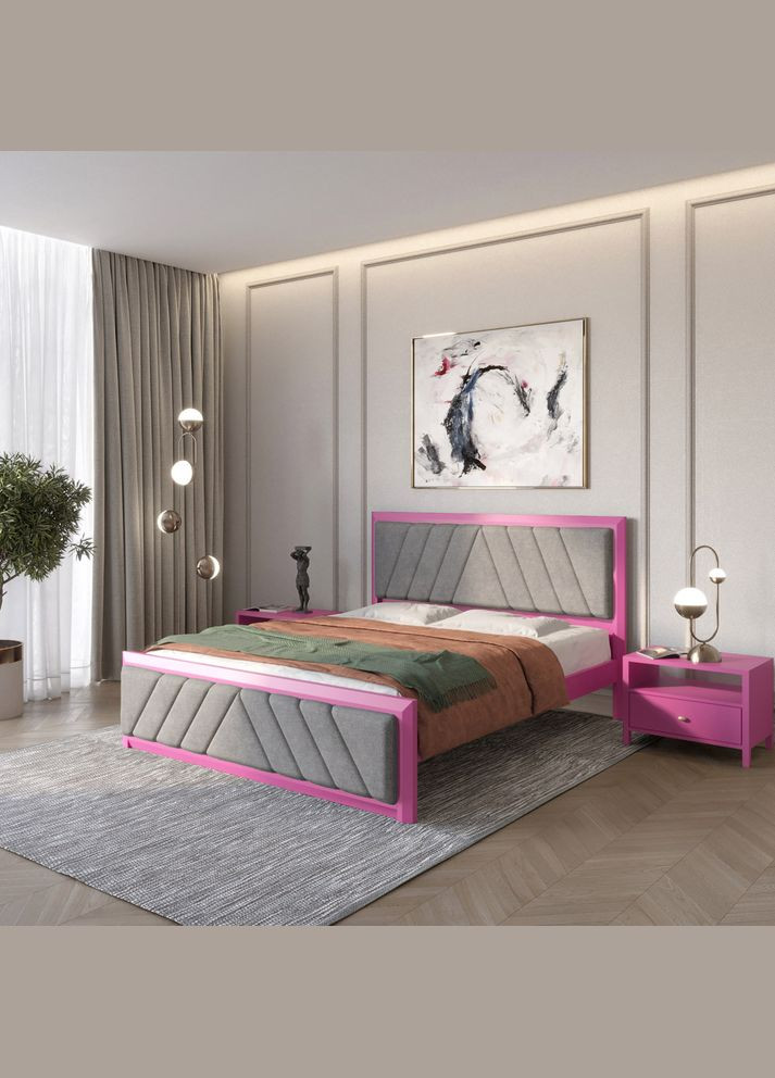 Односпальная деревянная кровать Барселона Б2 (S2060R30B)/Аляска 93 (Серый) 90х190 см (MBG-13622) Mebigrand (366085715)