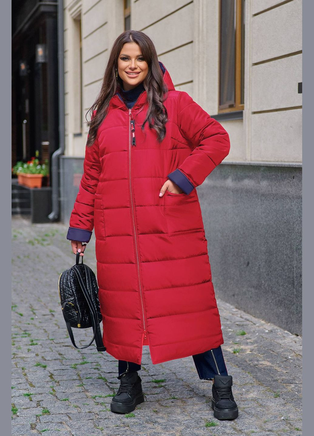 Червоне демісезонне Двостороннє стьобане пальто ПОЛІ червоне Tatiana