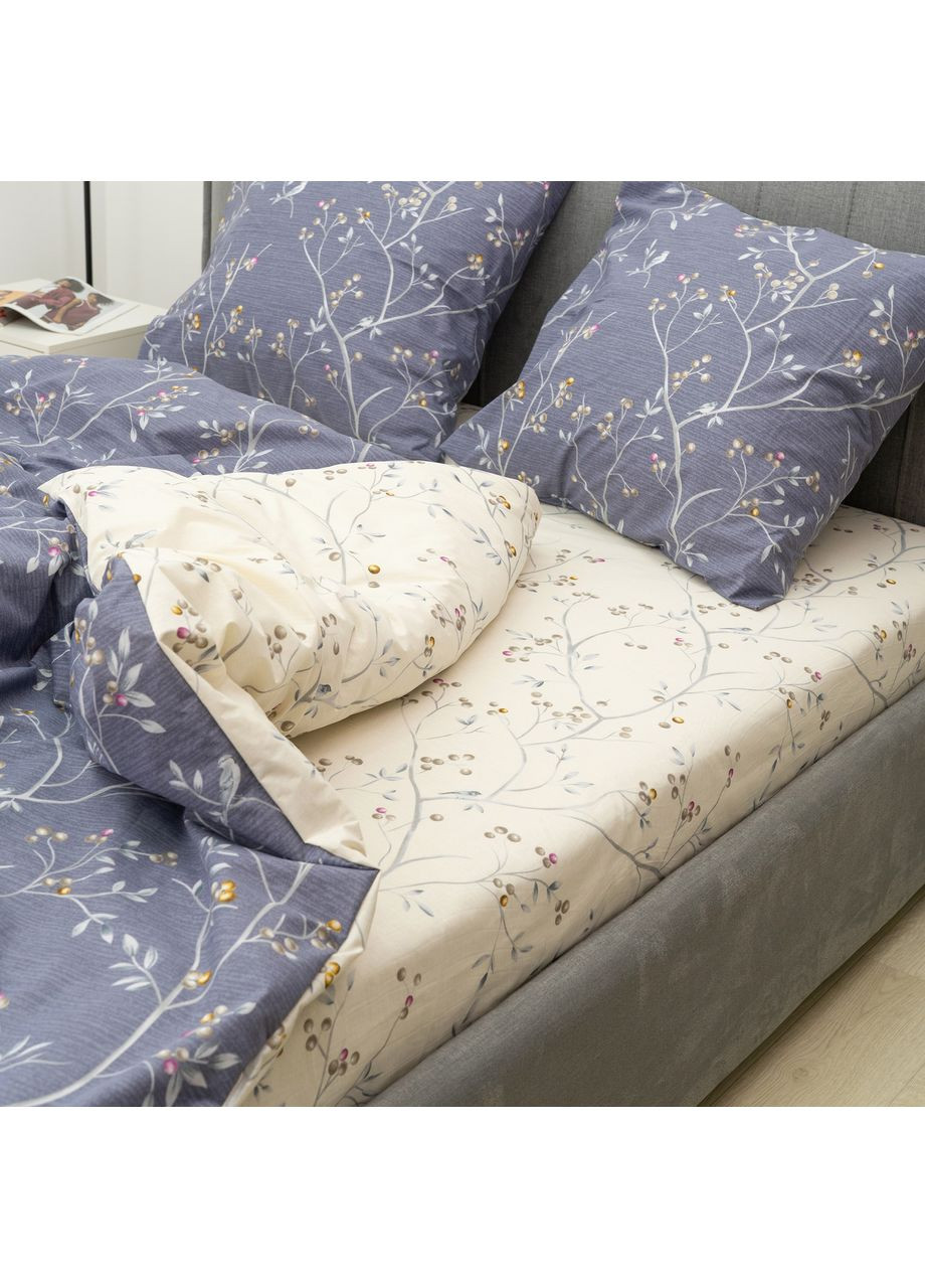 Постельное белье Isleep ранфорс с простынью на резинке (160*200) - 25354 двуспальное Viluta (367056400)