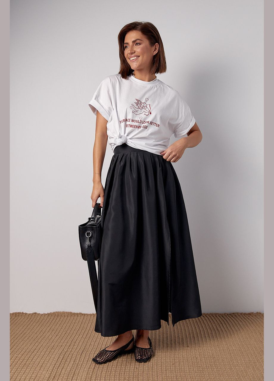 Пишна спідниця з розрізом та широким поясом - чорний колір Lurex (297577514)