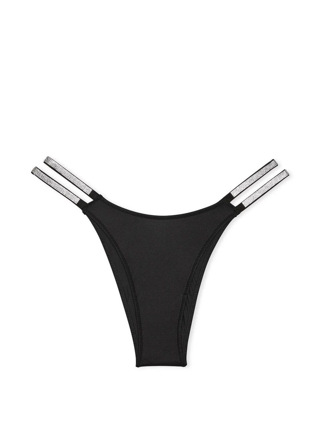 Бразиліана люксові зі стразами Double Shine Strap Smooth Brazilian Panty чорні Victoria's Secret (360656933)