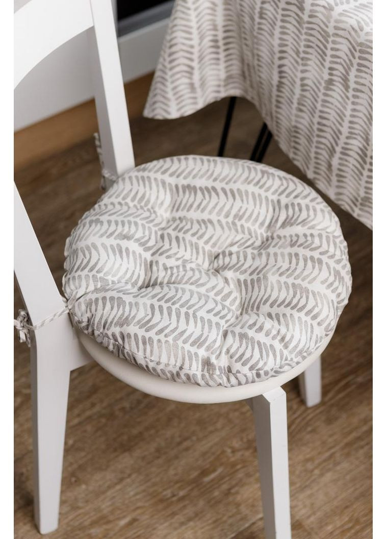 Круглая подушка для стула РАФ 40 см Бежево-белый Прованс (372806203)