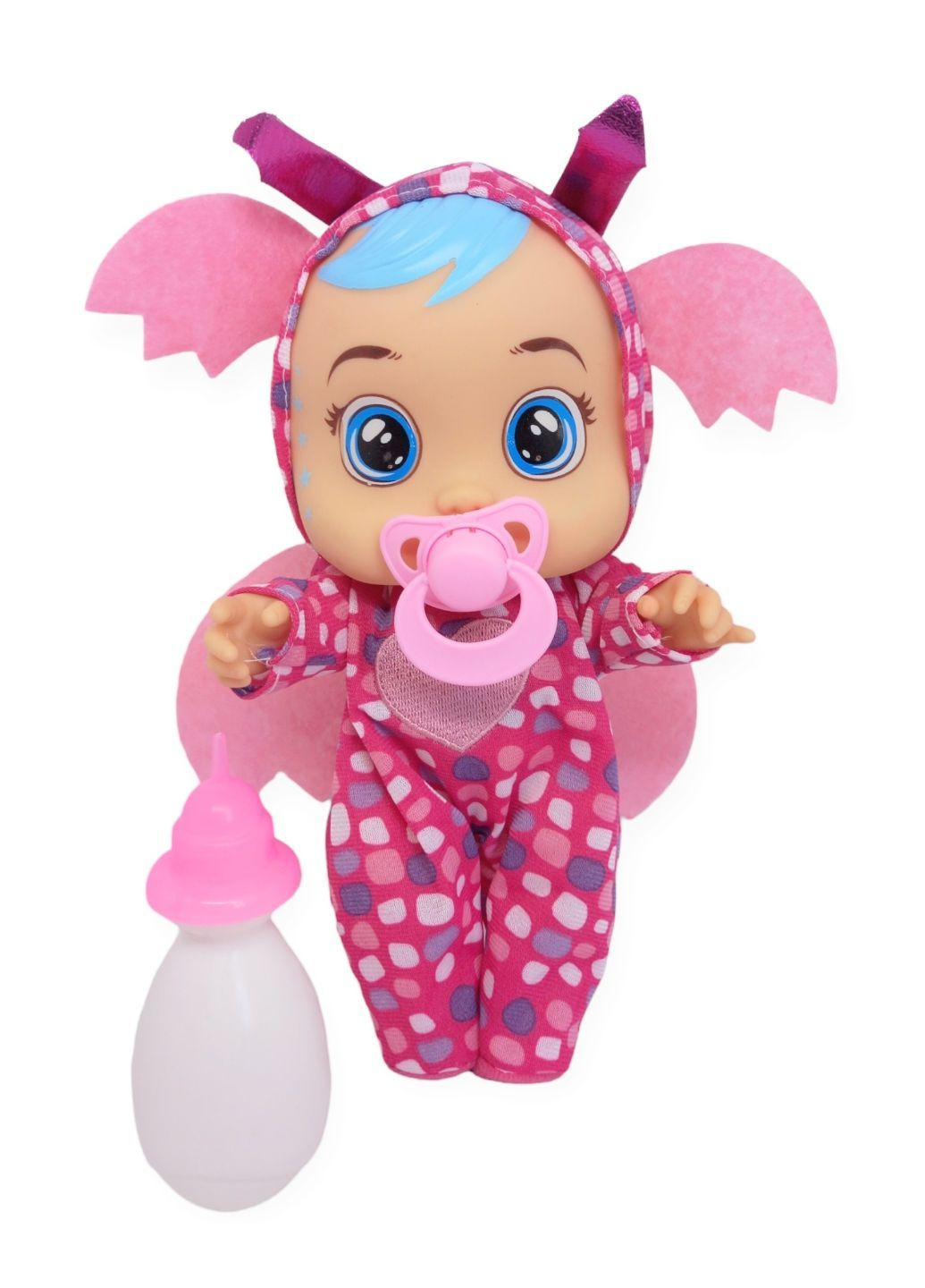Кукла пупс говорящая плачущая смеющаяся в костюме летучей мыши 25,5 см Baby Lovely с соской и бутылочкой No Brand (295600054)