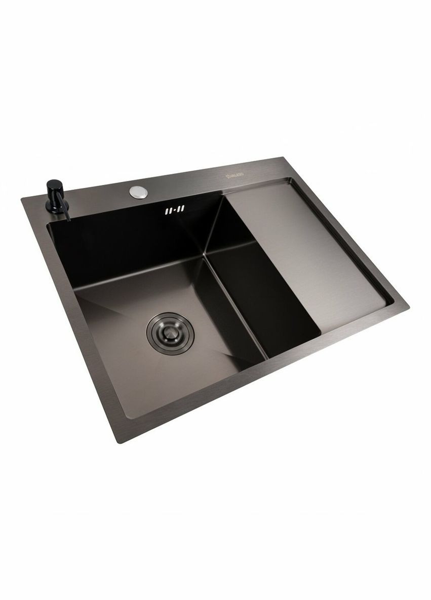 Кухонна мийка CM 65*50 L чорна PVD Handmade (круглий сифон 3,0/0,8) Valeso (336937516)