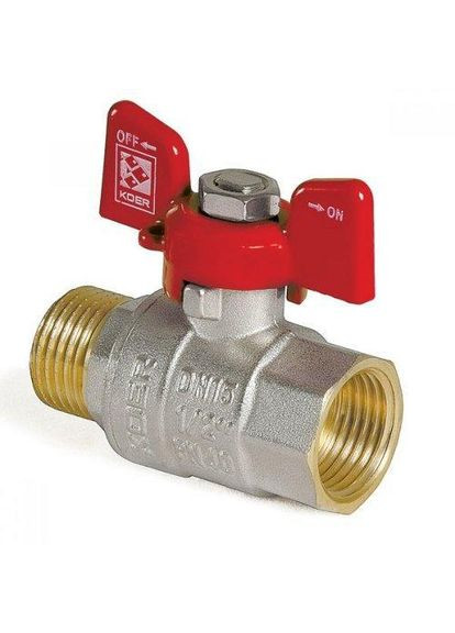 Кран шаровый 3/4" наружн/внутр ручка бабочка KOER (361150109)