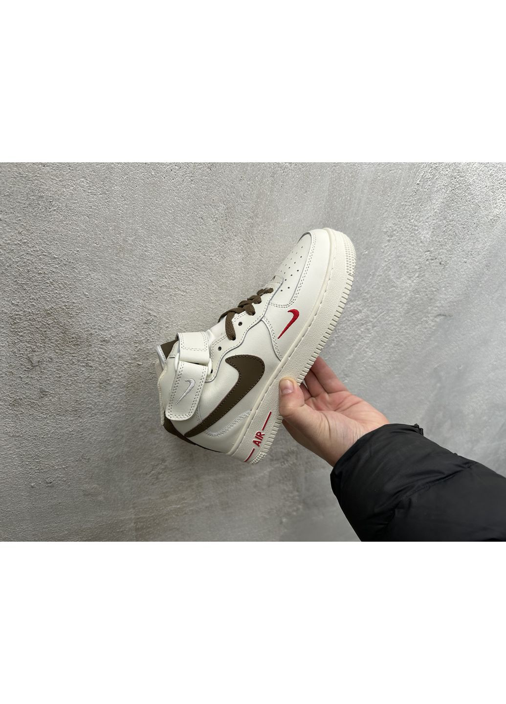 Комбіновані Осінні кросівки чоловічі nike air force high 1 ‘07 essenti mocco fur найк аір форс 1 преміум No Brand