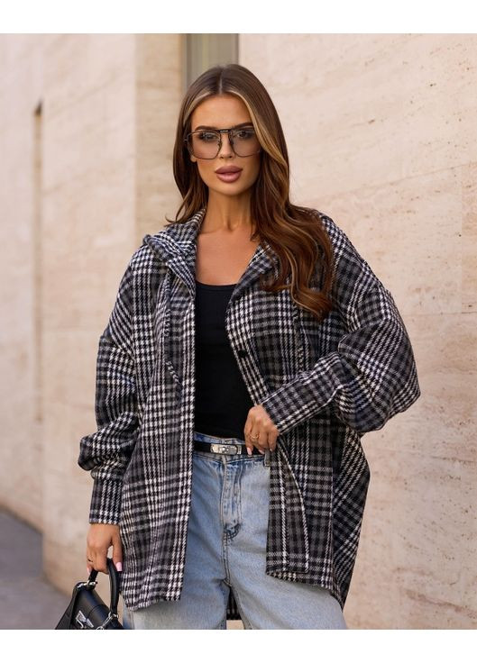 Оверсайз сорочка з картатої вовни ISSA PLUS (361855306)