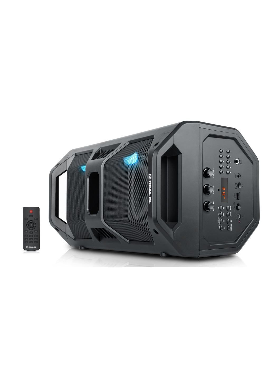 Колонка X-757 Black (bluetooth, FM, підсвічування, TWS, USB, Micro SD, пульт ДК) Real-El (333824460)