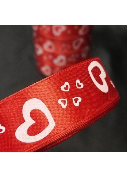Атласна стрічка червона "Валентіка" 2,5 см (23 м) "Sindtex" (АЛР2-006) Plus-plus (352751510)