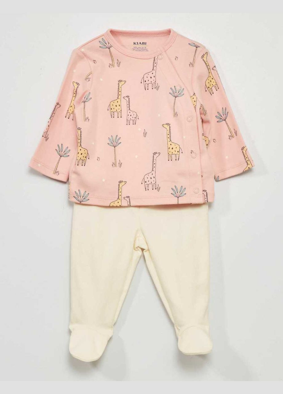 Молочная всесезон пижама (комплект),молочный-розовый, Kiabi