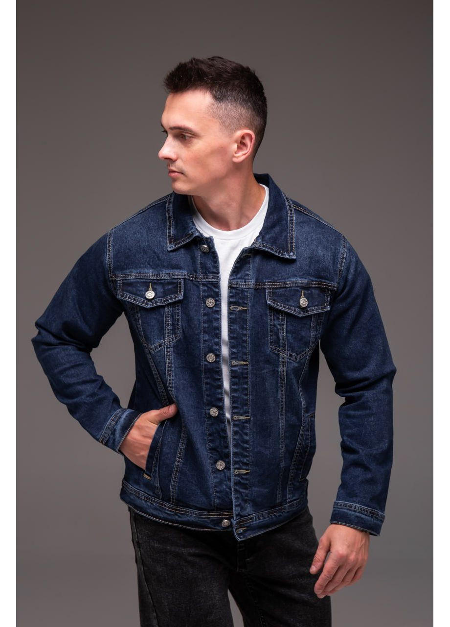 Темно-синяя демисезонная джинсовая куртка мужская Vakko