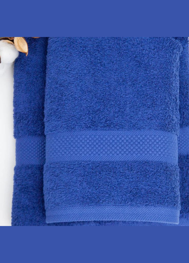 Полотенце 70х140 см махровое синее плотность 470 г/м2 ТЕП полоска синий