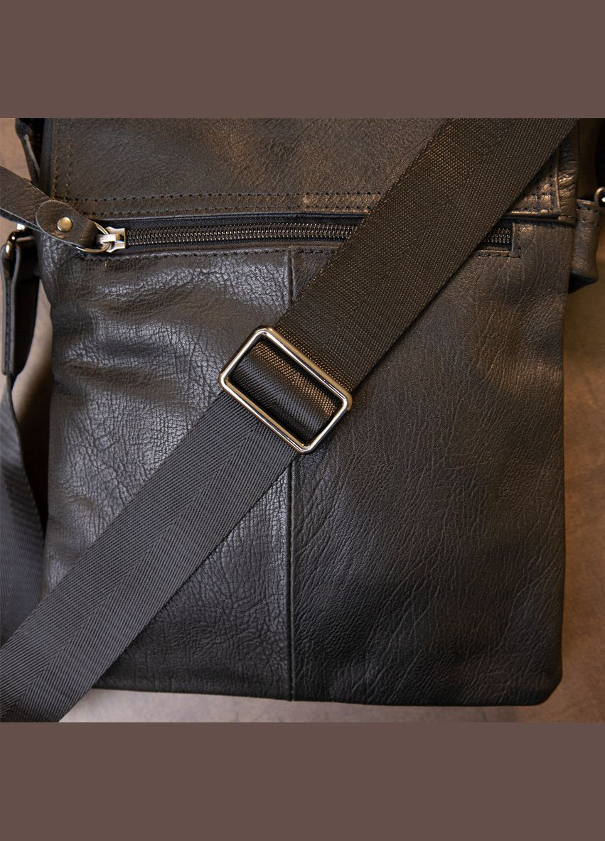 Шкіряна сумка крос боді чоловіча месенджер через плече чорна 20442 Vintage (329197660)