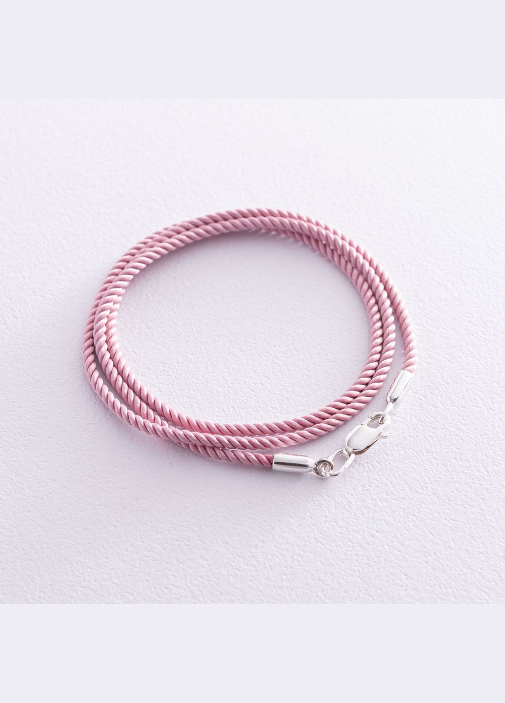Шелковый розовый шнурок с гладкой застежкой (2мм) 18402 35 Oniks (264024183)