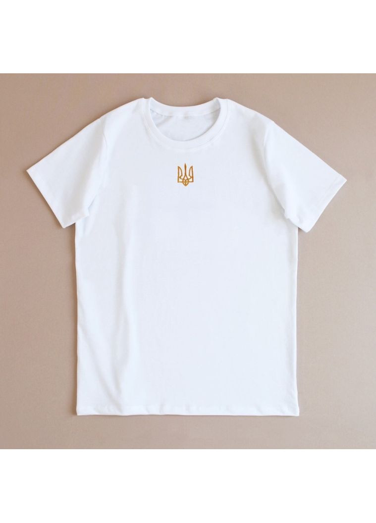 Чёрная черная с трезубцем на груди как у президента, модная мужская футболка с трезубцем патриотическая, 52 хлопок (299924815)