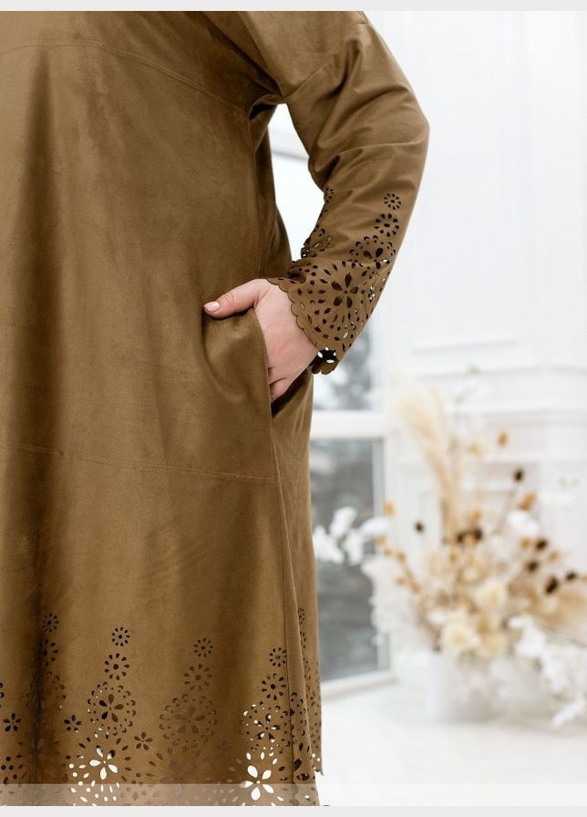 Світло-коричнева вечірня сукня жіноча батальна sf-232 светло-коричневий, 62-64 Sofia