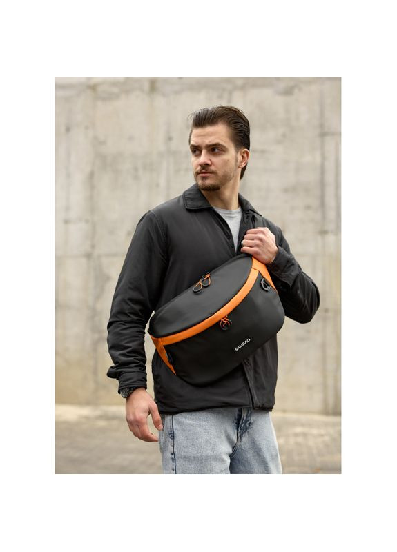 Мужская сумка-бананка под ноутбук Urban Laptop черно-оранжевая. Sambag (367041242)