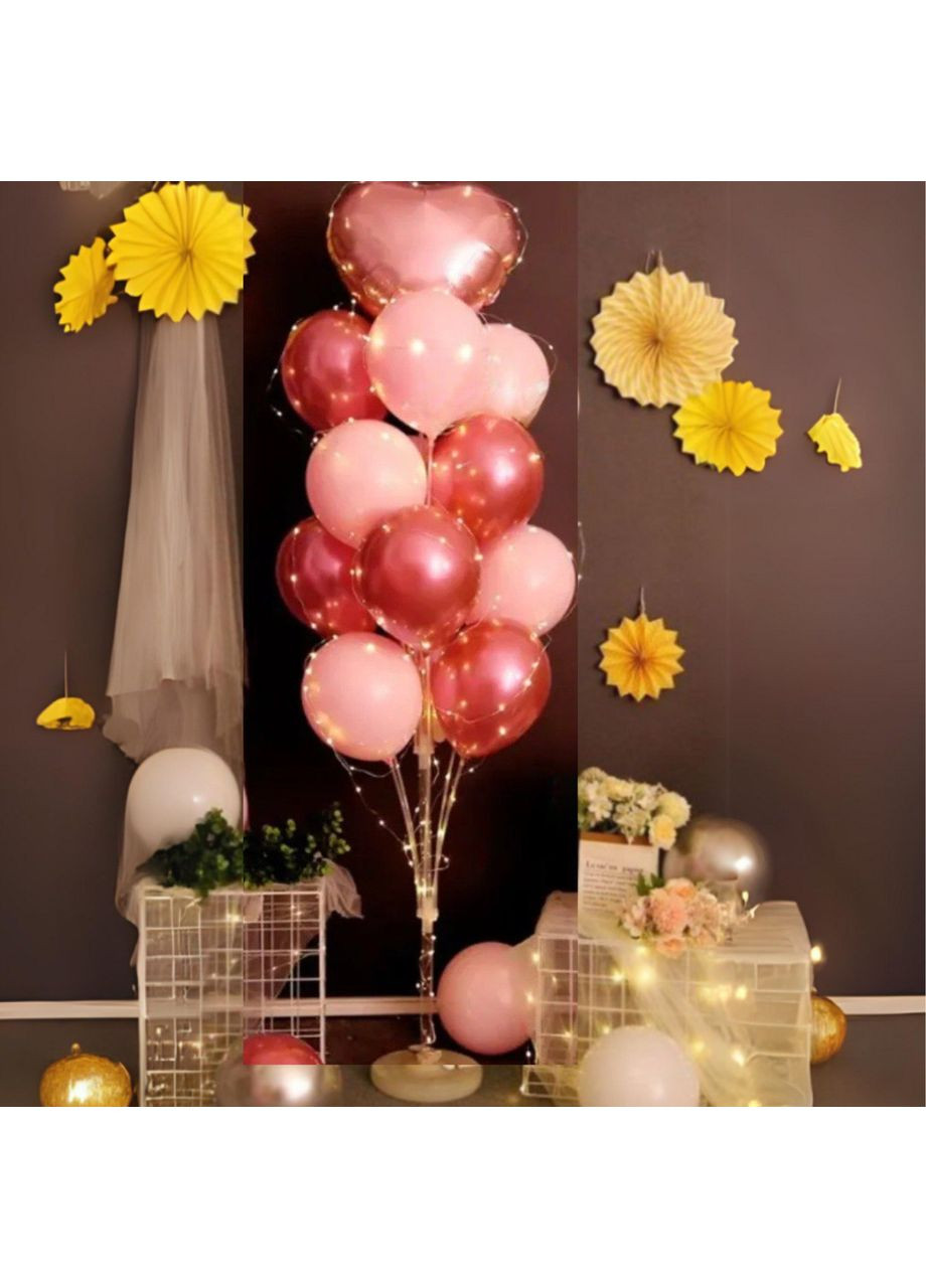 Набор 13 воздушных шаров со стойкой розовой и светодиодной LED гирляндой. No Brand (358932786)