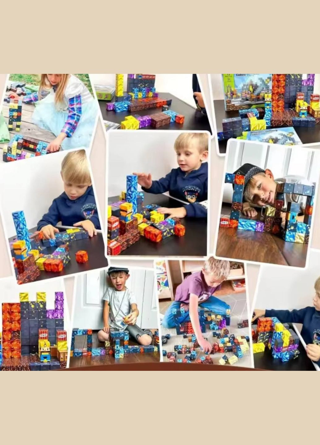 Дитячий ігровий магнітний конструктор LZCK 053 Майнкрафт на 57 кубика та з фігурками Fun Game (338851438)