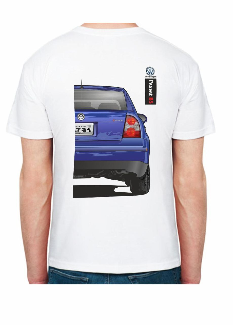 Біла футболка чоловіча з принтом volkswagen passat b5 fr 307305 біла Avtolife