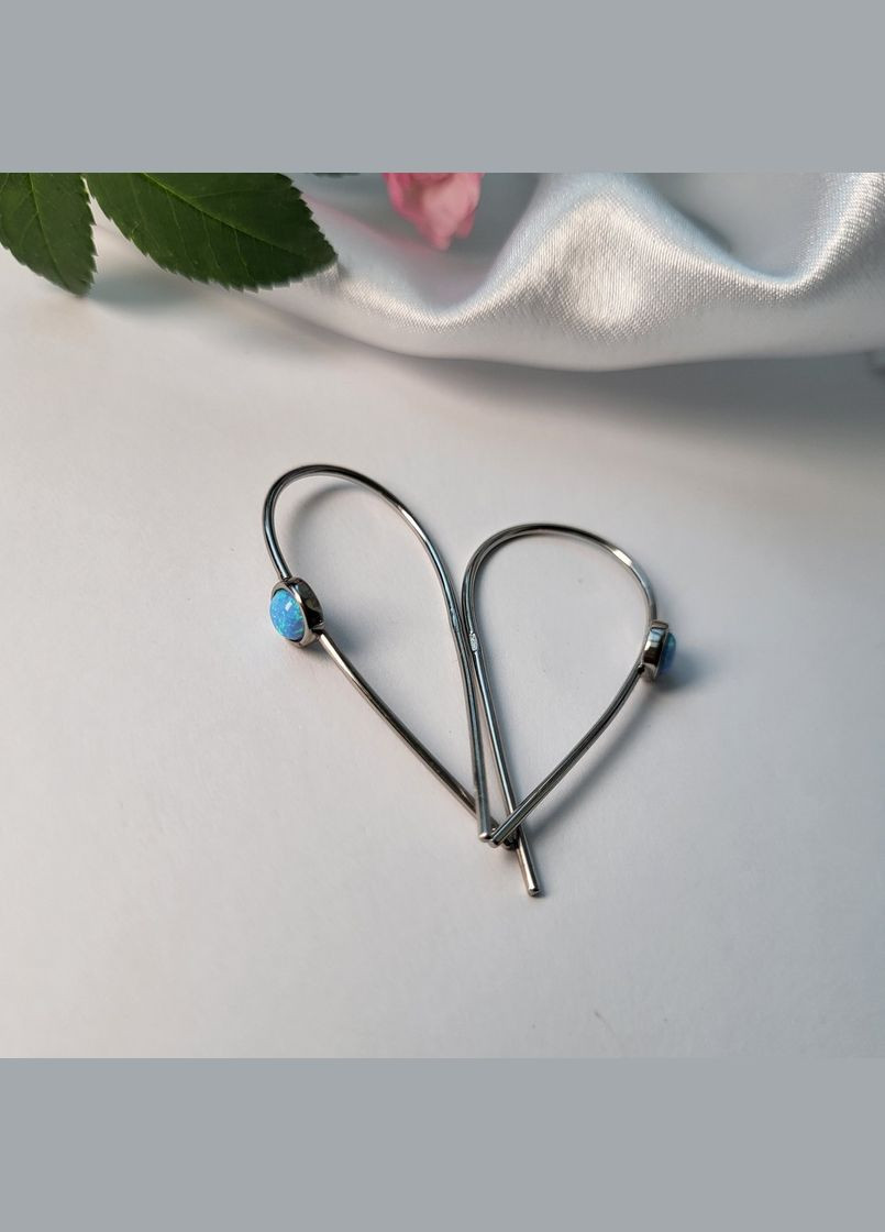 Серебряные серьги серёжки с Голубым Опалом Серебро 925 пробы покрыто родием с2опг/1562 3.00г No Brand (306741252)