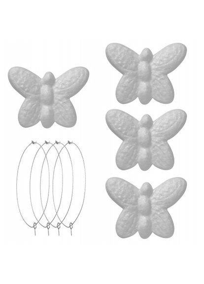 Пенопластовая заготовка Бабочки 743093 8 см 4 шт белая Santi (364757302)