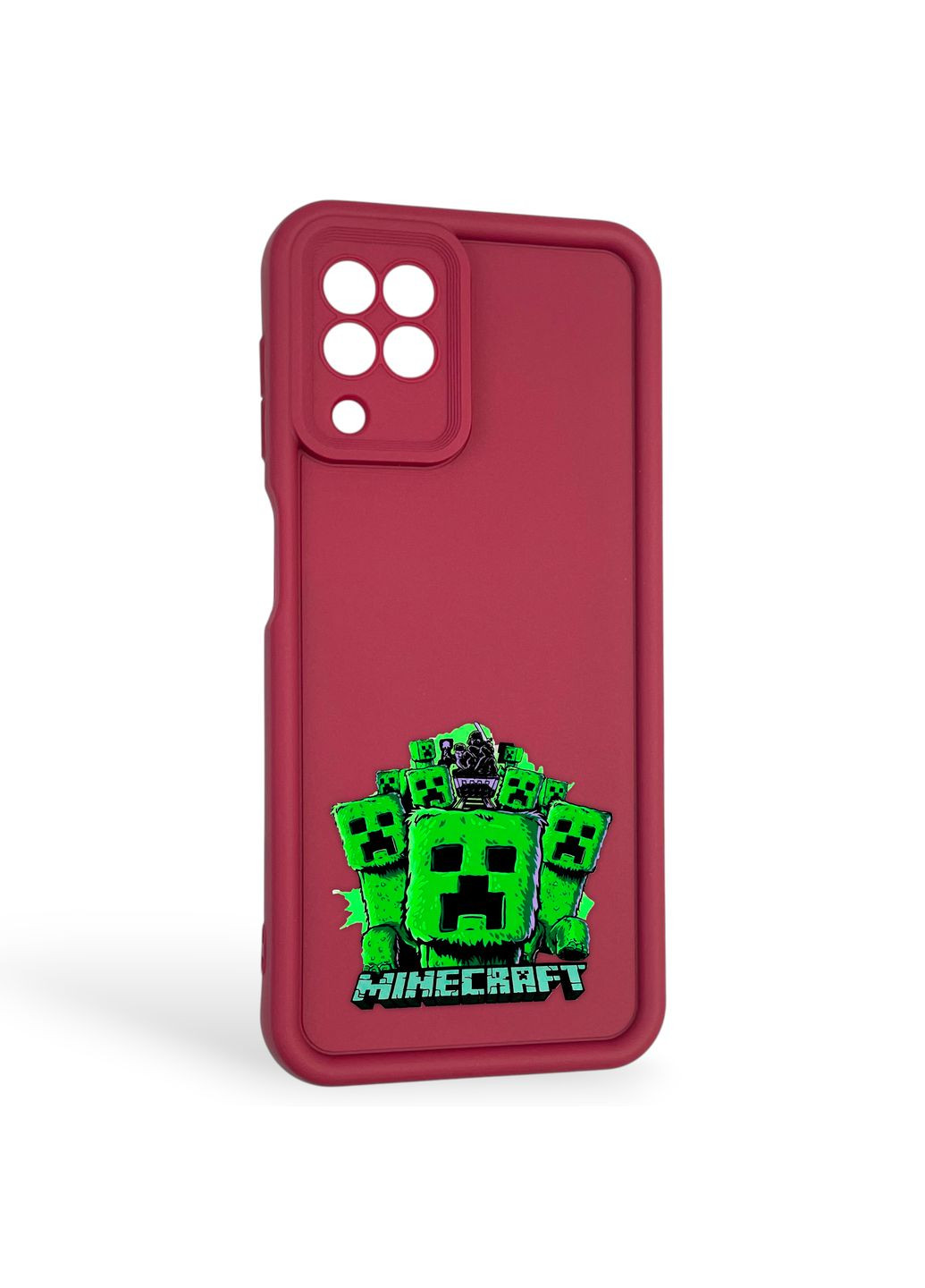Чехол силиконовый Soft Touch с 3D принтом Майнкрафт для Galaxy M32 4G (SM-M325F) бордовый (Полная защита камеры) Samsung (373424636)