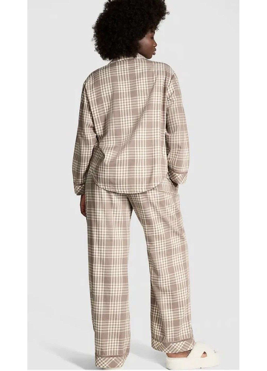 Бежева всесезон піжама фланель & pink long pajama set Victoria's Secret