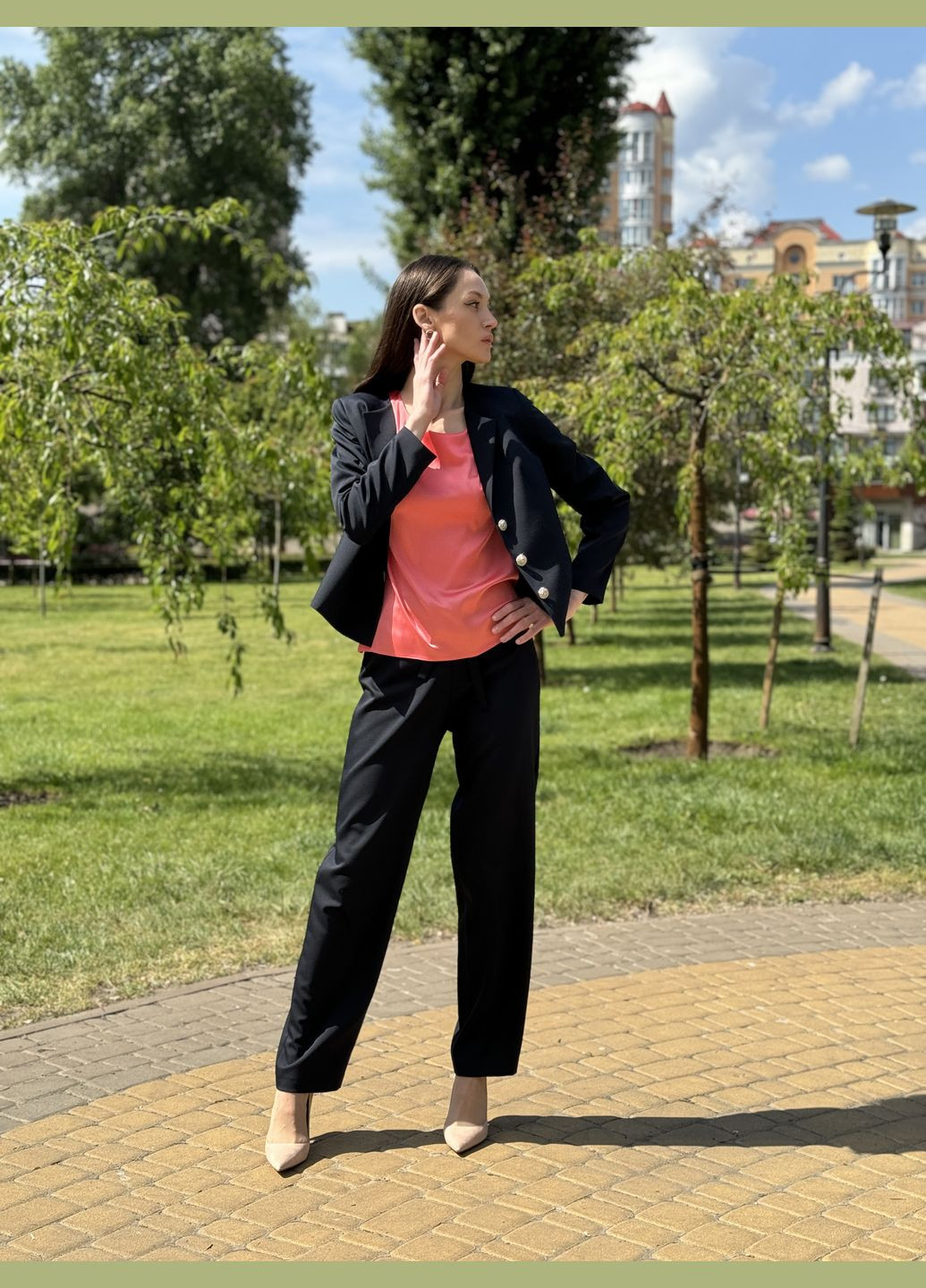 Темно-синий женский темно-синий короткий жакет на подкладке 3345 Cat Orange однотонный - демисезонный