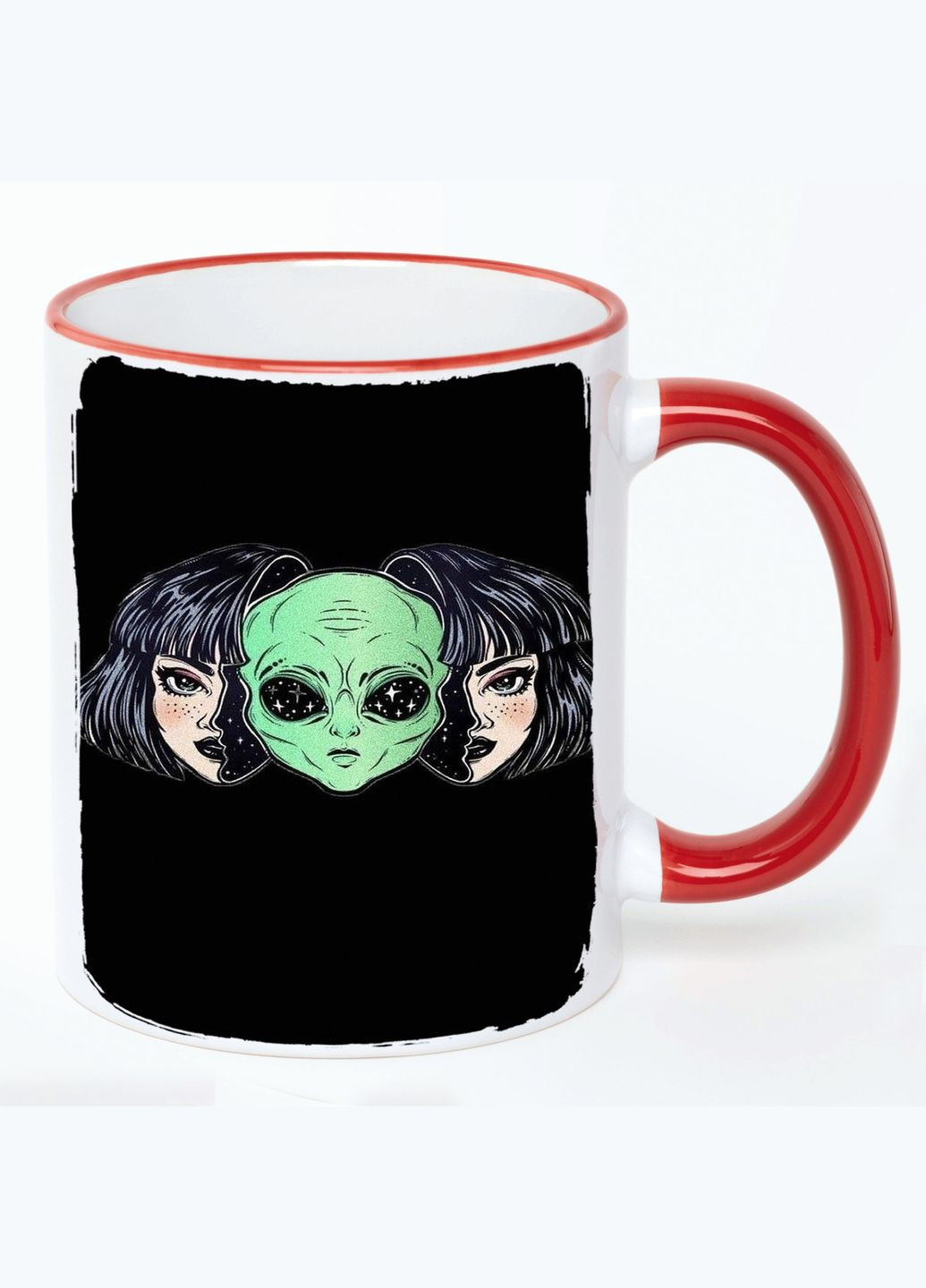 Чашка Инопланетянин (кружка, кружка) #015 Белая с Красной ручкой 330 мл No Brand (322714414)