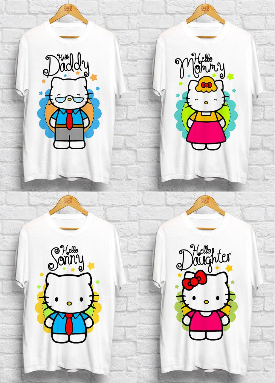 Футболки Фэмили Лук Family Look для всей семьи "Hello Daddy,ommy,onny, Daugther" Кавун футболка (316304822)