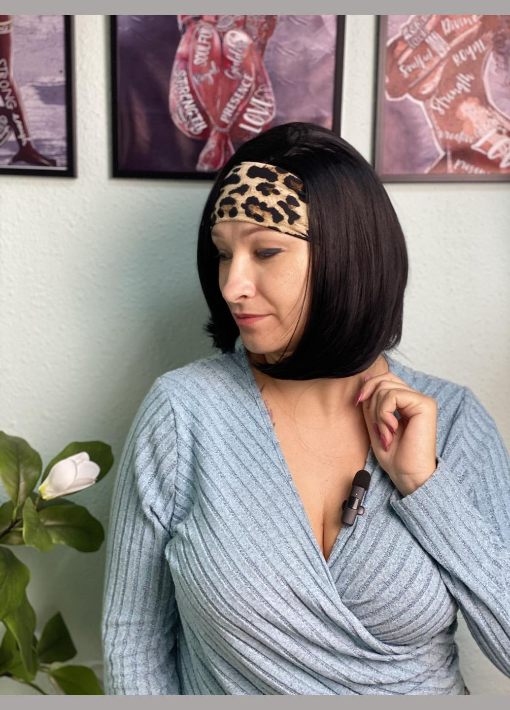 Перука на пов’язці чорна каре + кольорова пов’язка в подарунок No Brand (314713643)