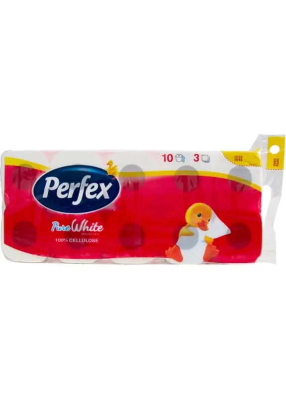 Туалетная бумага Pure White 3 слоя 10 рулонов (8600101745910) Perfex (396956817)