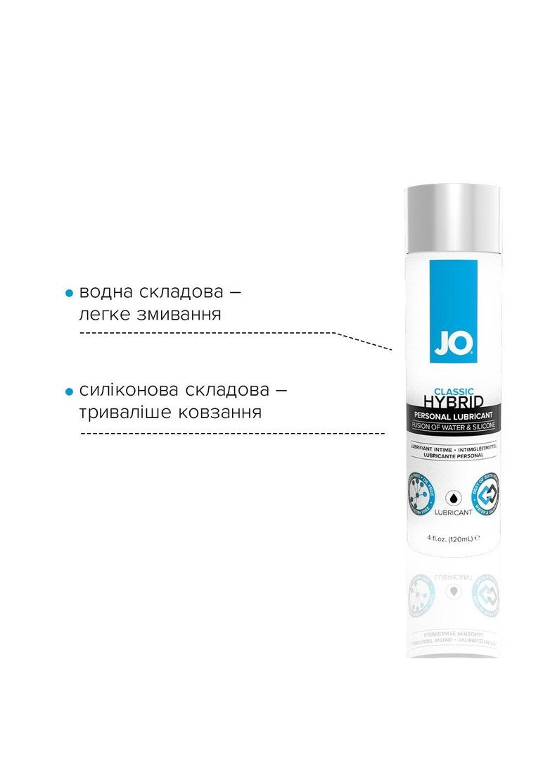 Густа змазка водно-силіконова Classic Hybrid (120 мл) без парабенів, гліцерину та олій Jo (367722910)