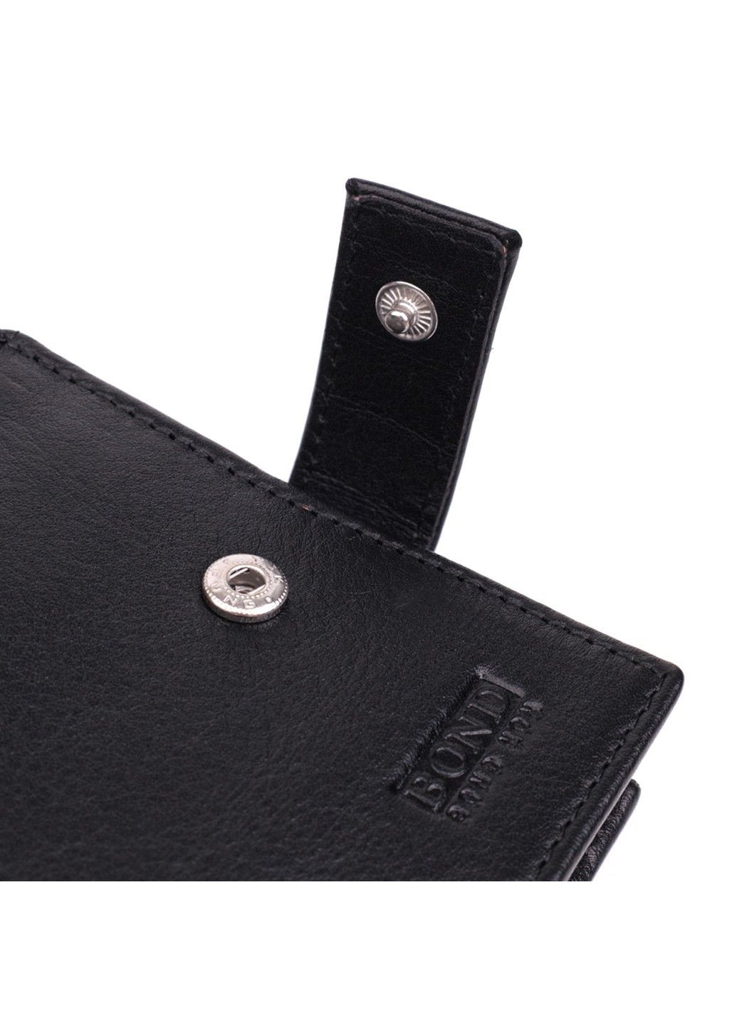 Місткий чоловічий гаманець з натуральної шкіри 22861 Чорний Bond (315634432)
