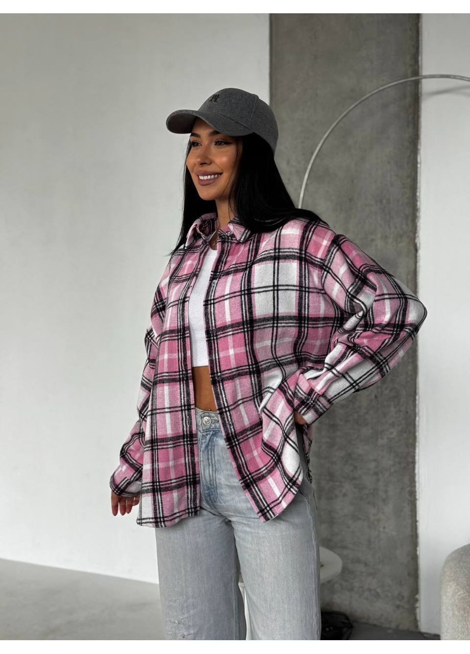 Сорочка в клітинку oversize із м’якої тканини No Brand (365251045)