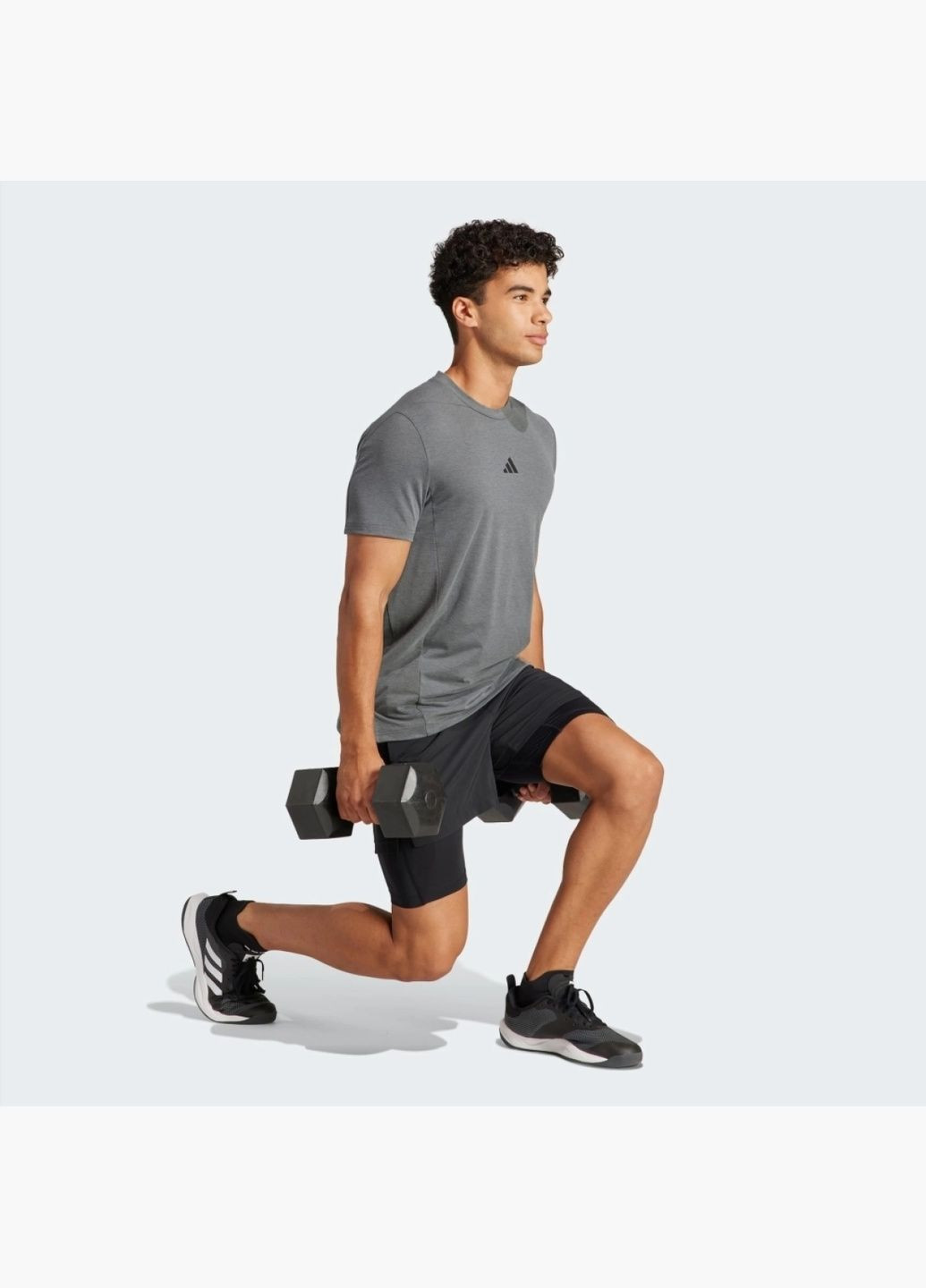 Сіра футболка чоловіча designed for training workout grey is3809 adidas
