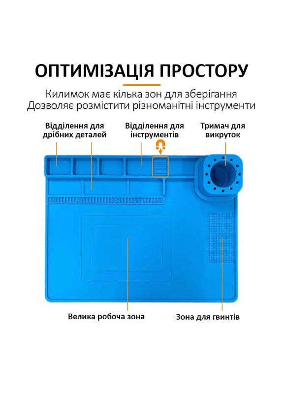 Теплоізоляційний силіконовий килимок TE-722 для пайки та ремонту техніки 400x300mm Blue TELIJIA (325432658)