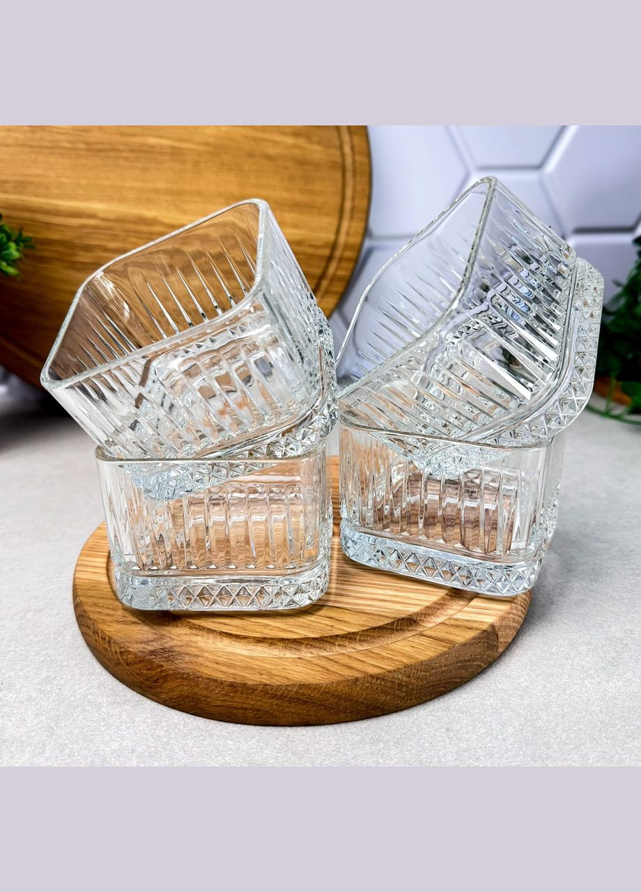 Стеклянные креманки квадратные 235 мл 4 шт Элизия Pasabahce (315436498)