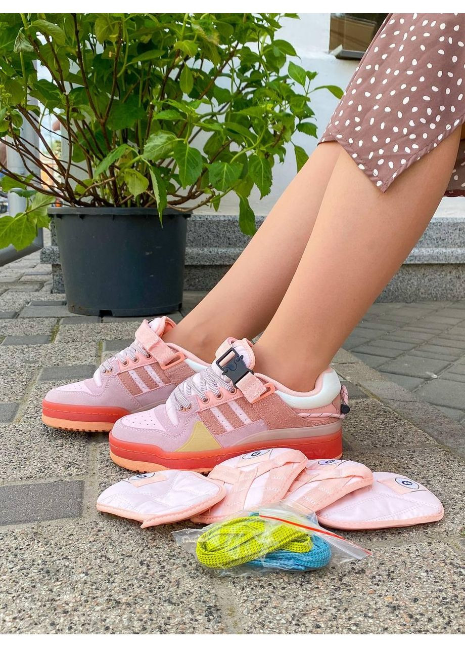 Рожеві Осінні кросівки чоловічі adidas forum x bad bunny pink адідас форум бед банні No Brand