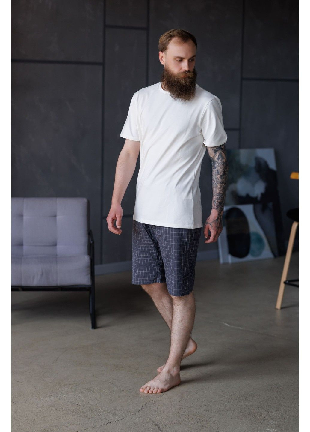 Шорты мужские в клетку для дома HOMELY графит Handy Wear (337715538)