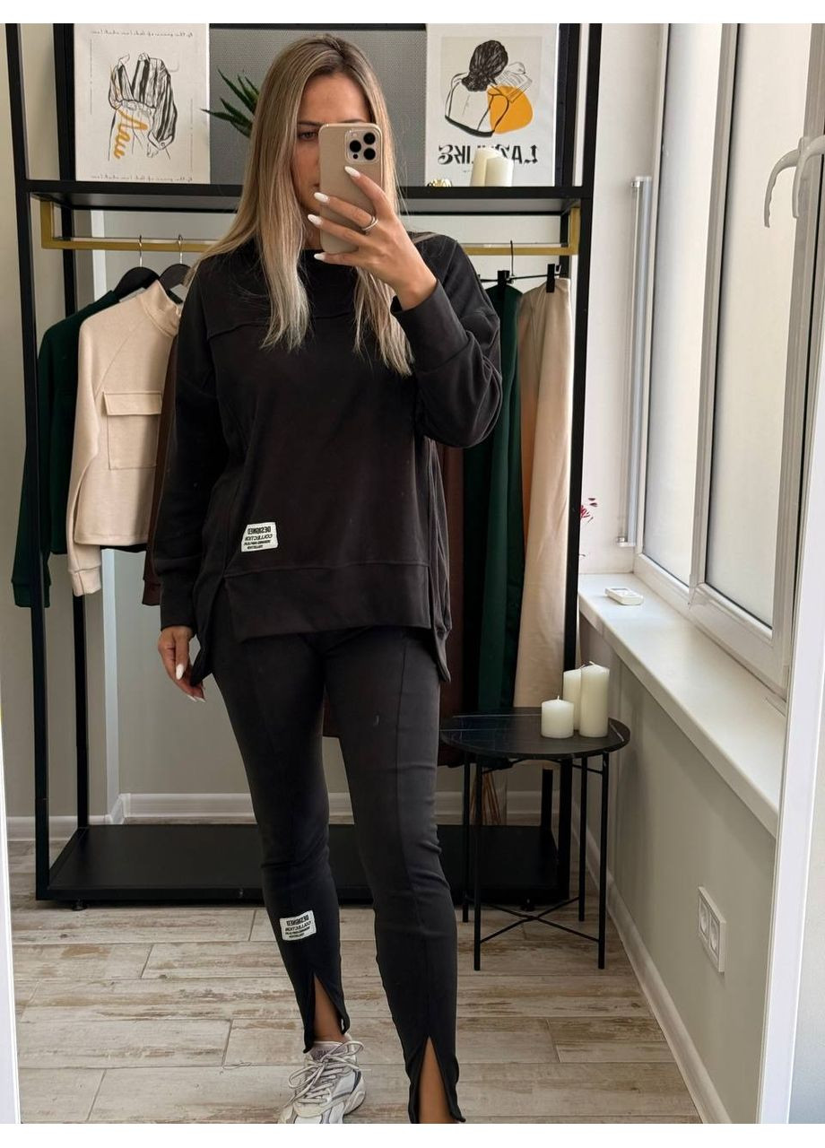 Костюм (свитшот, леггинсы), цвет Черный Fashion (361668045)