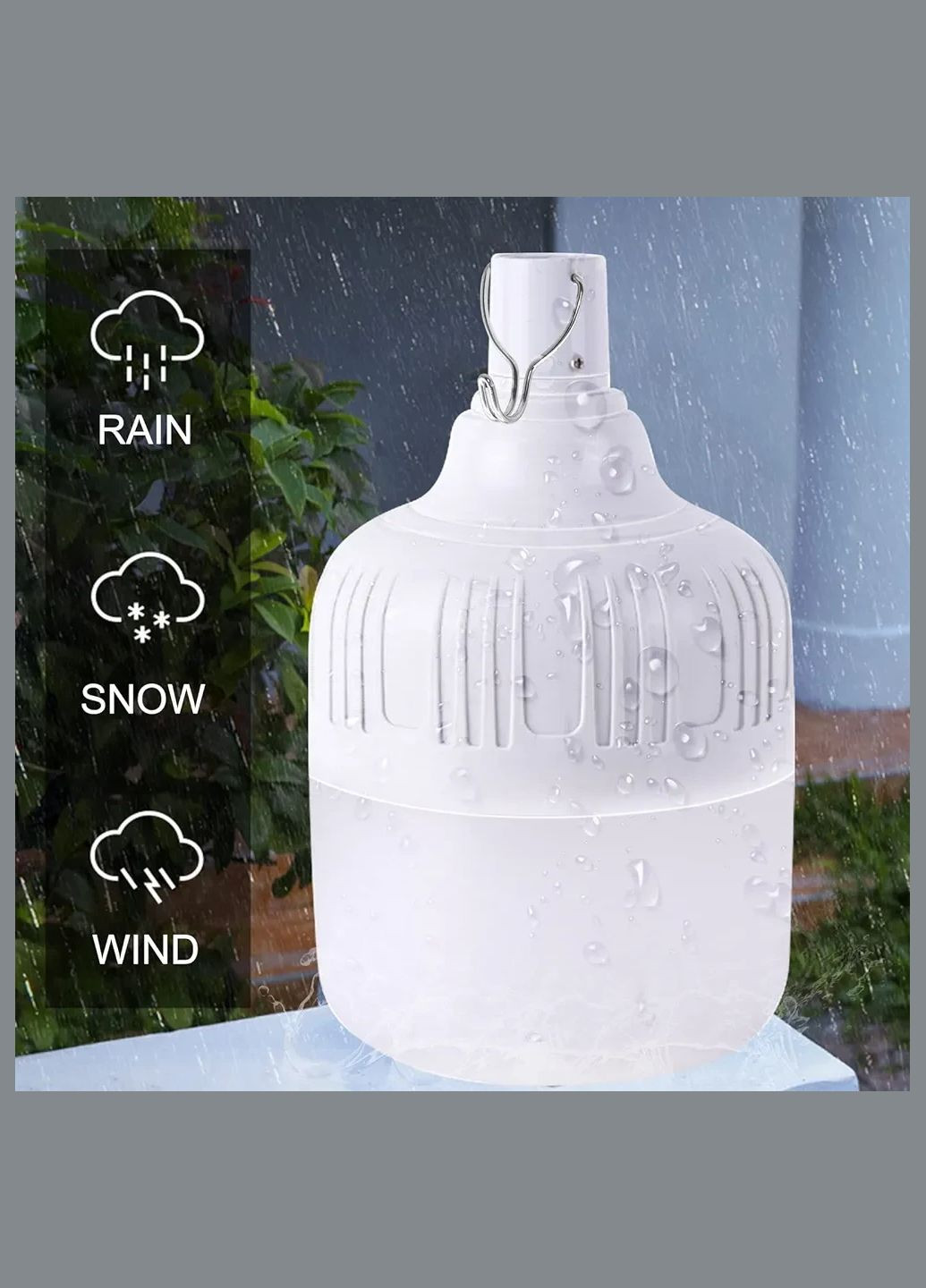 Кемпінговий переносний ліхтар LED-лампа 100 W на гачку No Brand (326066024)