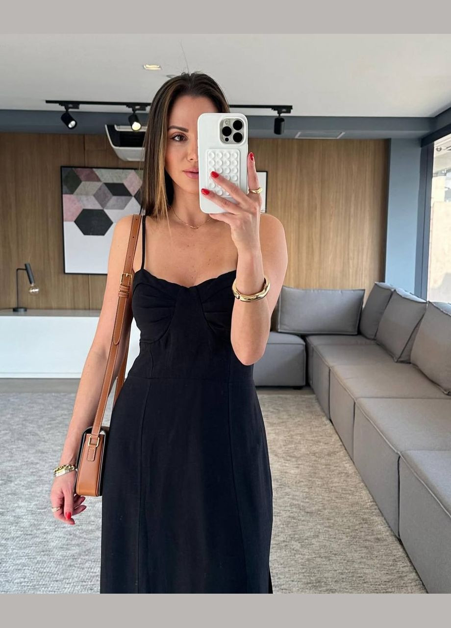 Черное повседневный, кэжуал платье No Brand однотонное