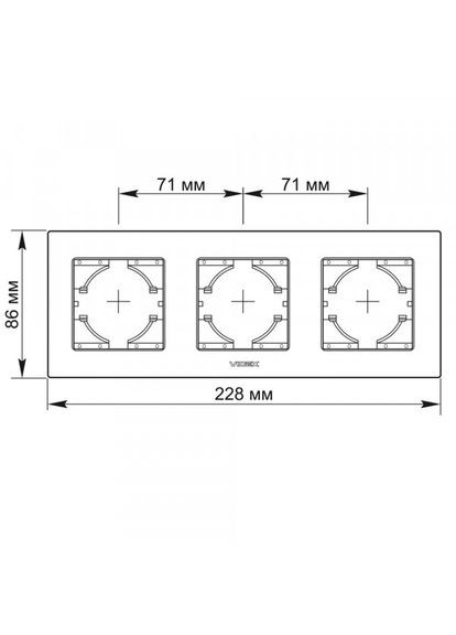 Рамка черный алюминий на 3 места горизонтальная BINERA Videx (366298273)