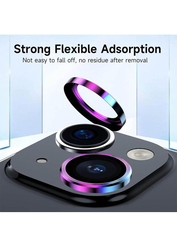 Захисне скло Metal Classic на камеру для Apple iPhone 15 (6.1") / 15 Plus (6.7") Rainbow No Brand (365750044)